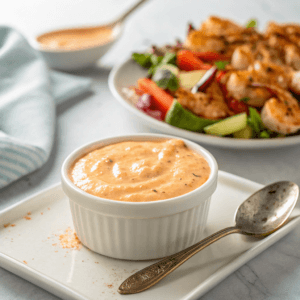  Classic yum yum sauce ingredients displayed in small bowls and jars.