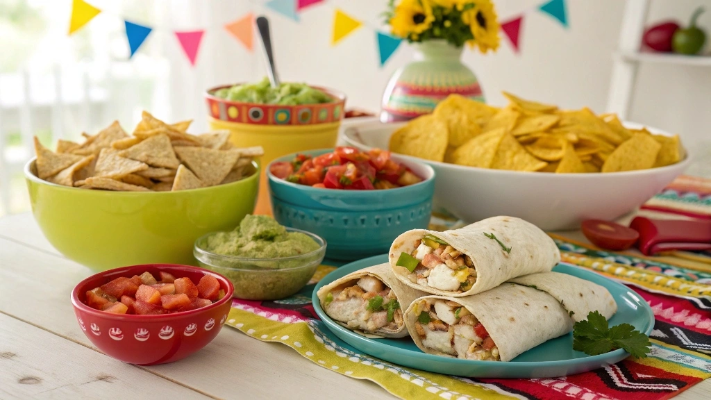 Mexican sides paired with chicken wraps.