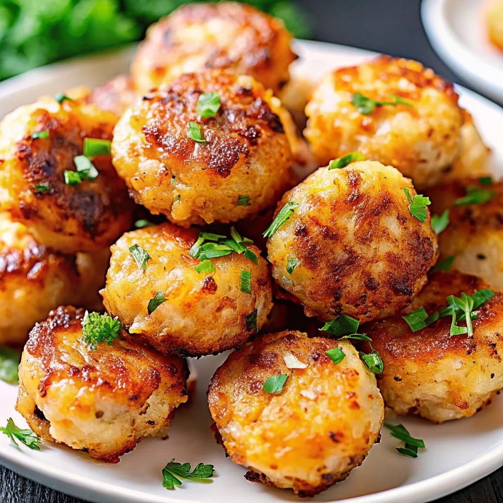 A stack of round, golden-brown fried potato patties sprinkled with fresh parsley on a white plate.
