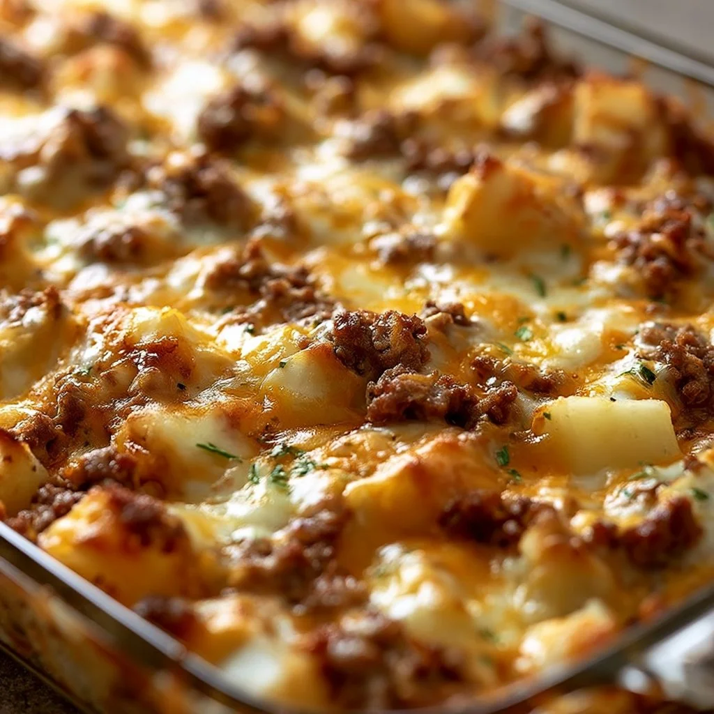 Cheesy Ground Beef and Potatoes Casserole