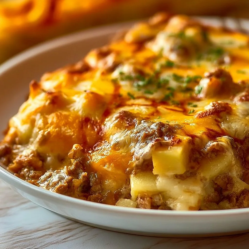 Cheesy Ground Beef and Potatoes Casserole