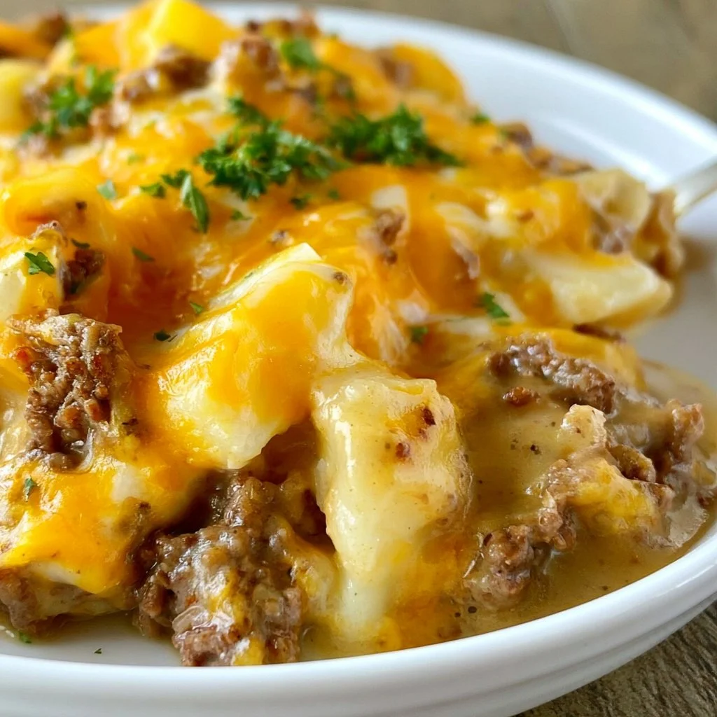 Cheesy Ground Beef Casserole with Potatoes