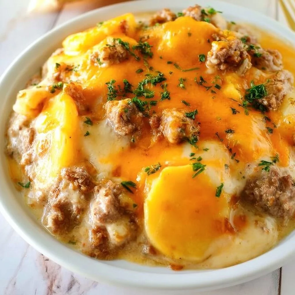 Cheesy Ground Beef Casserole with Potatoes