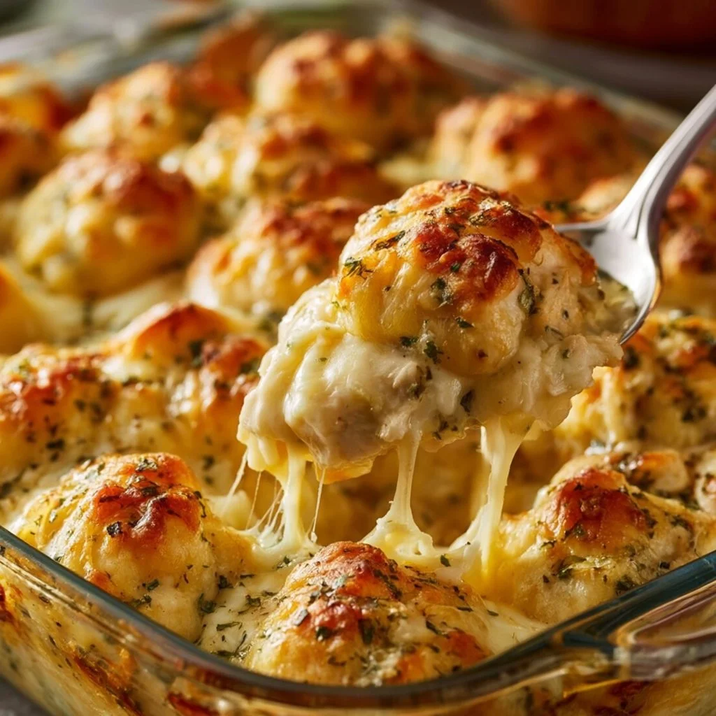Chicken Crescent Roll Casserole served on a plate