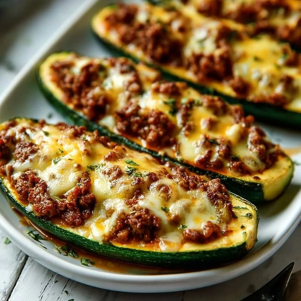 Ground Beef Zucchini Boats