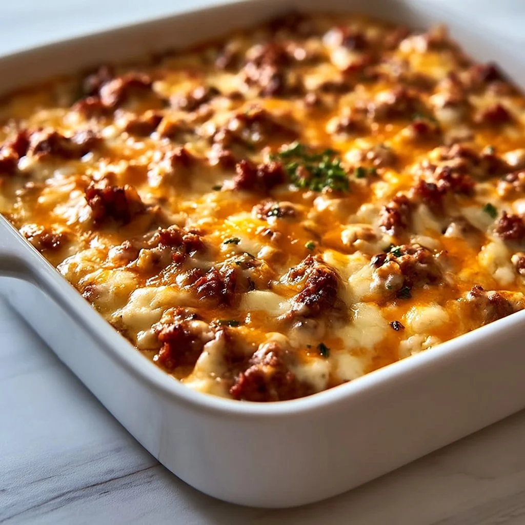 Delicious Hamburger Rice Casserole served for family dinner