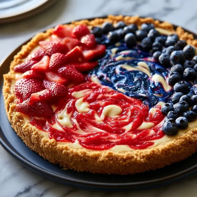 No Bake Cheesecake Pie perfect for July Fourth celebrations