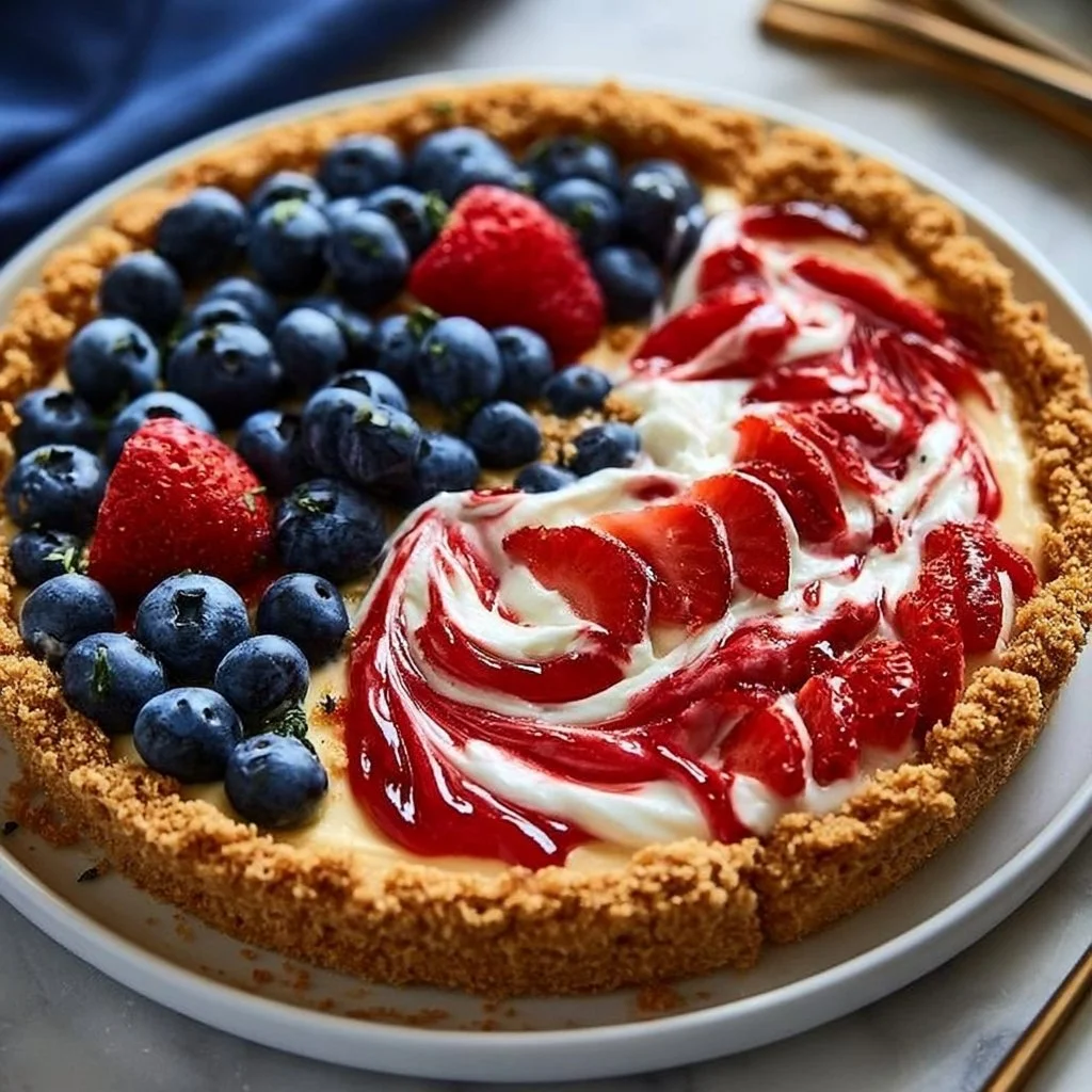 July 4th no bake cheesecake pie | No bake cheesecake in a pie shell, Pie shell desserts no bake cheesecake, Unique fourth of july foods