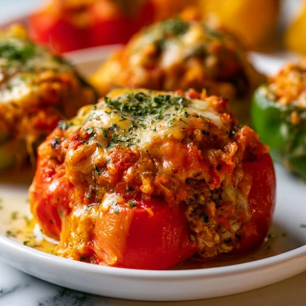 Delicious homemade pepper casserole dish ready to serve.
