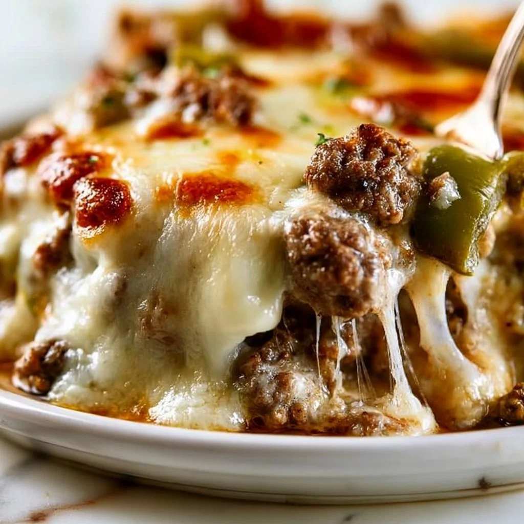 Low Carb Philly Cheesesteak Casserole