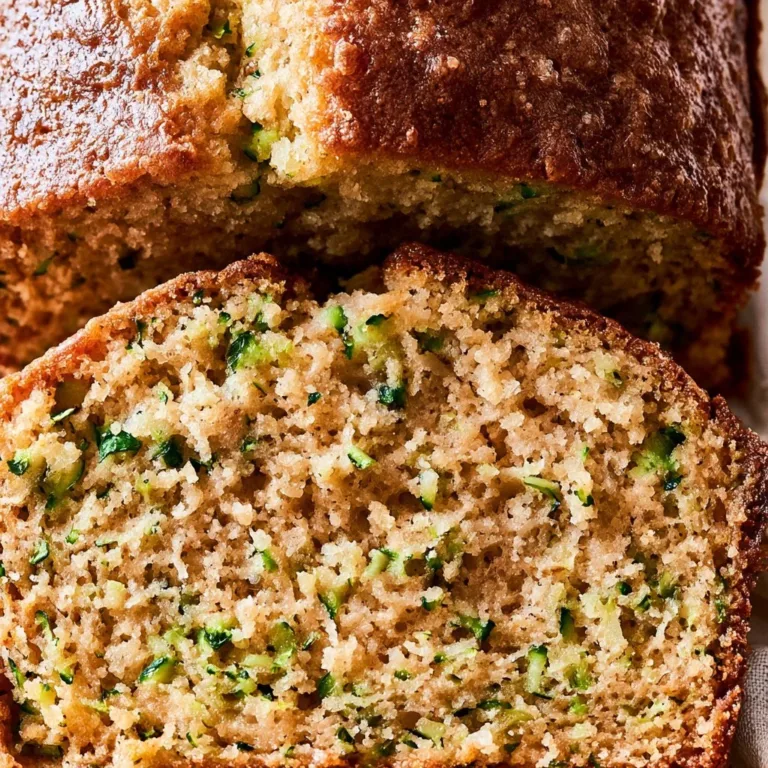 Loaf of freshly baked zucchini bread on a wooden table