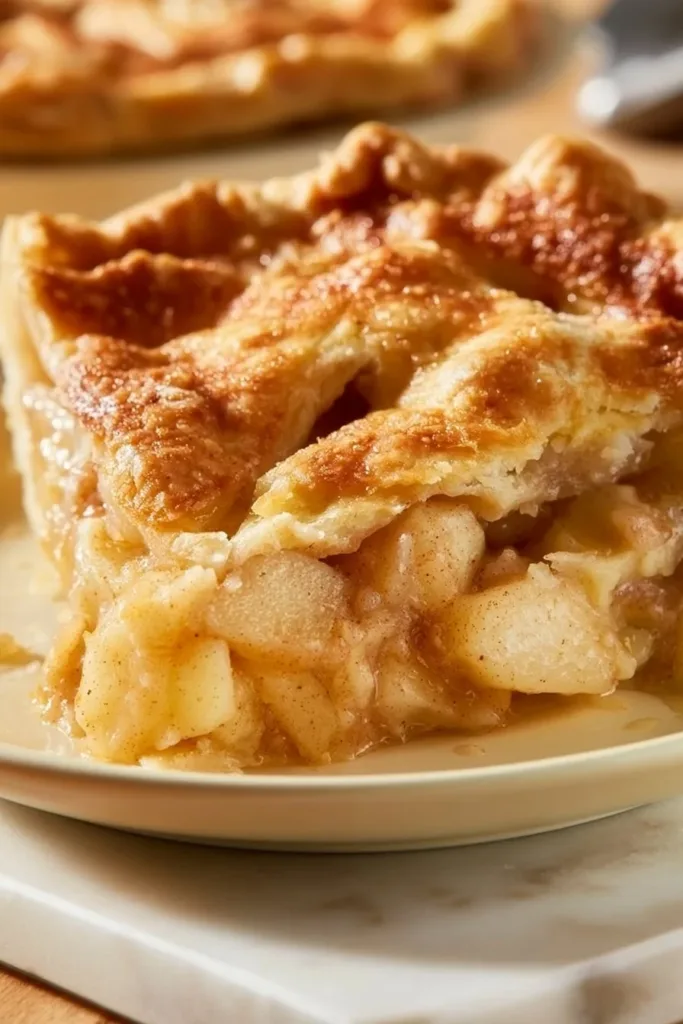Delicious homemade apple pie with a golden crust and fresh apples