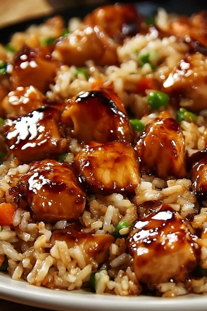 Delicious Chicken Rice One Pan Honey BBQ ready to be served