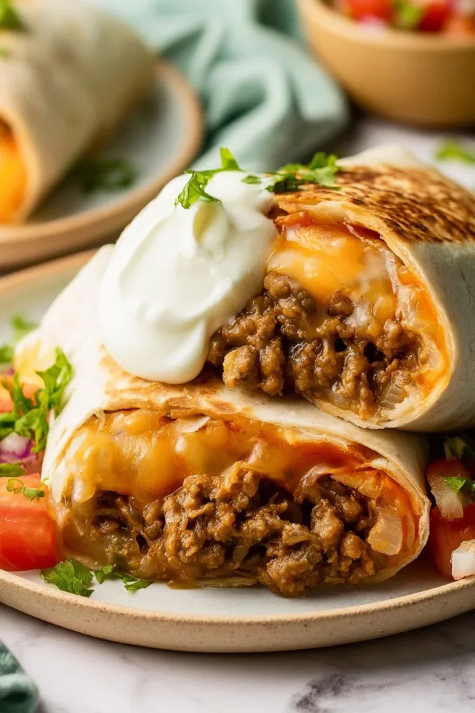 Homemade Enchirito copycat recipe with ingredients and finished dish