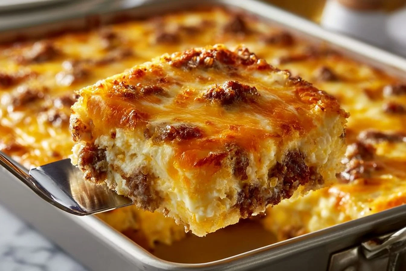 Sausage, Egg, and Cream Cheese Hashbrown Casserole