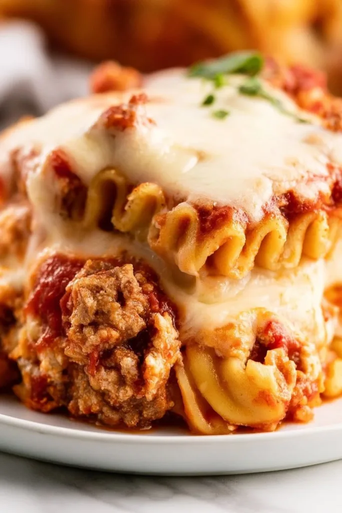 Delicious lasagna roll ups ready to serve, featuring layers of cheese and sauce.