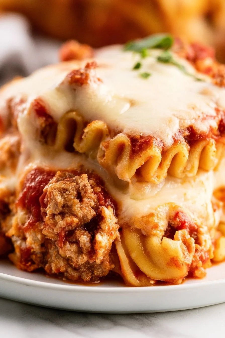 Delicious lasagna roll ups ready to serve, featuring layers of cheese and sauce.