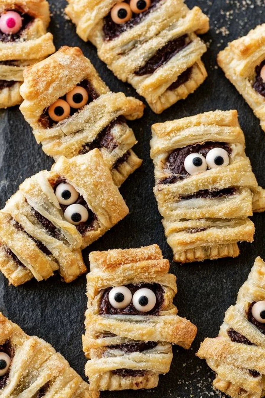 Delicious mummy hand pies perfect for Halloween celebrations.