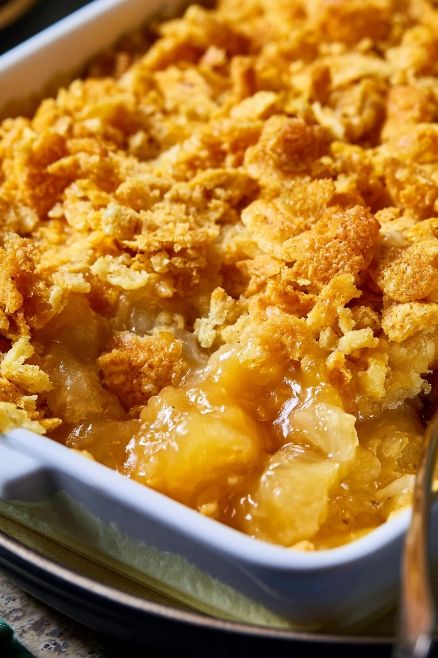 Onion casserole with Vidalia onions served in a baking dish