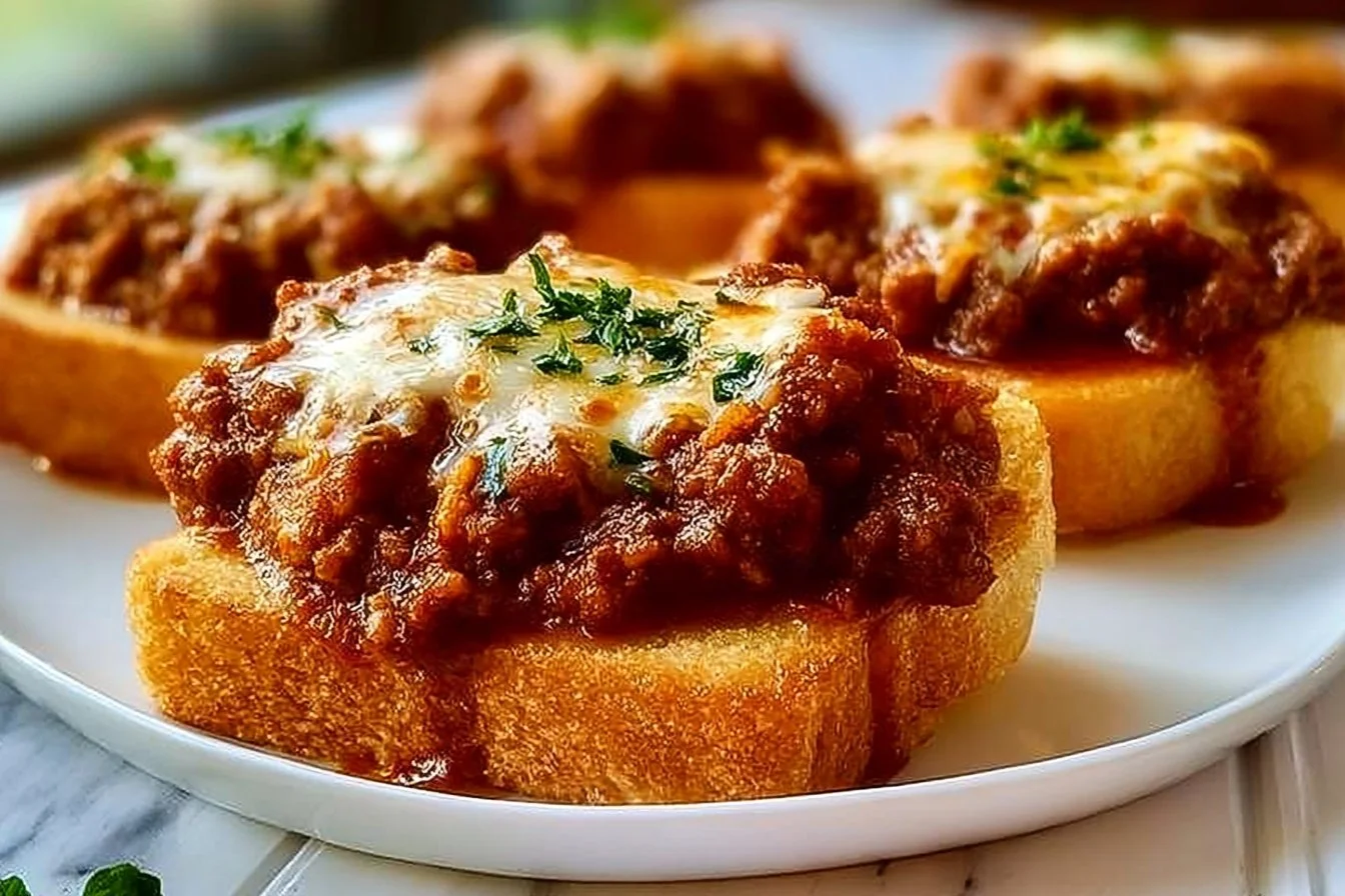 Open Face Garlic Toast Sloppy Joes