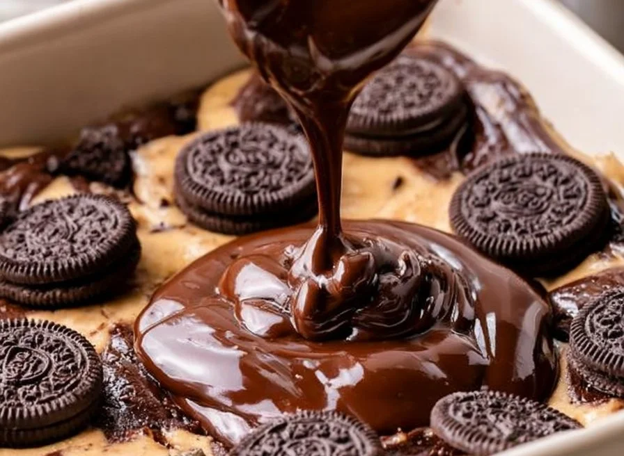 Delicious Slutty Brownies with cookie and Oreo layers on a plate.