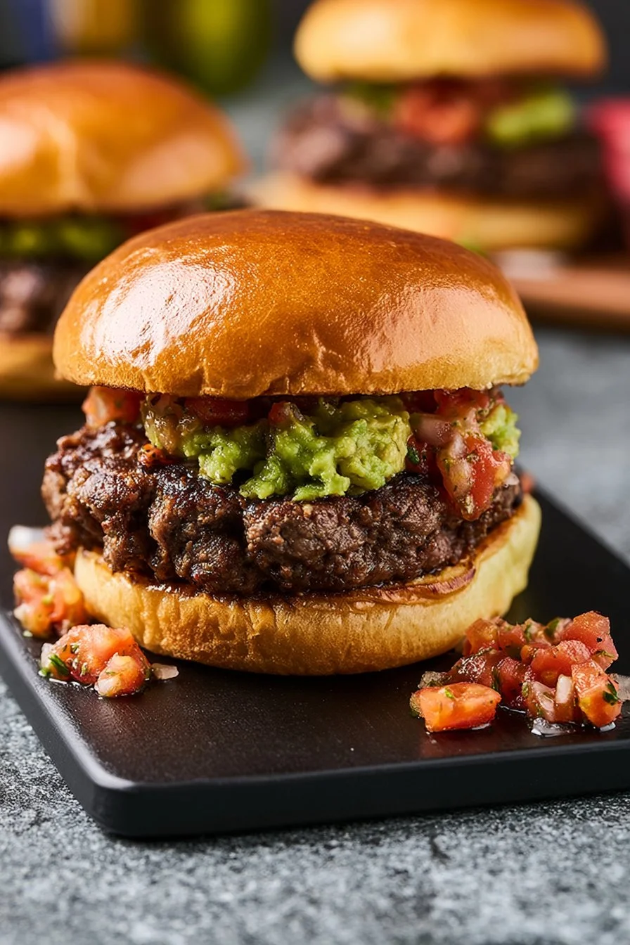 Delicious Taco Burger with fresh toppings and savory flavors.
