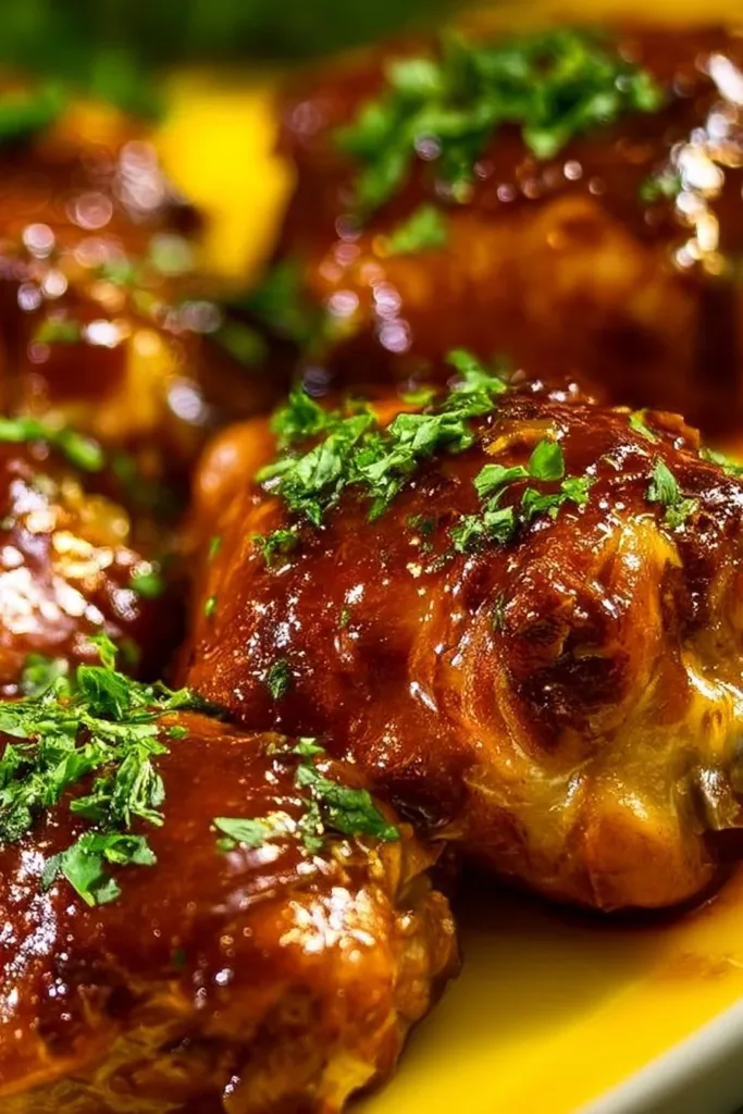 Delicious Thai turmeric chicken dish garnished with fresh herbs