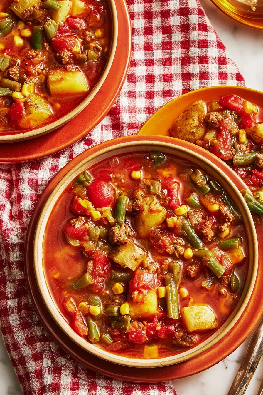 Bowl of delicious Hamburger Soup, rich in flavors and nutritious ingredients.