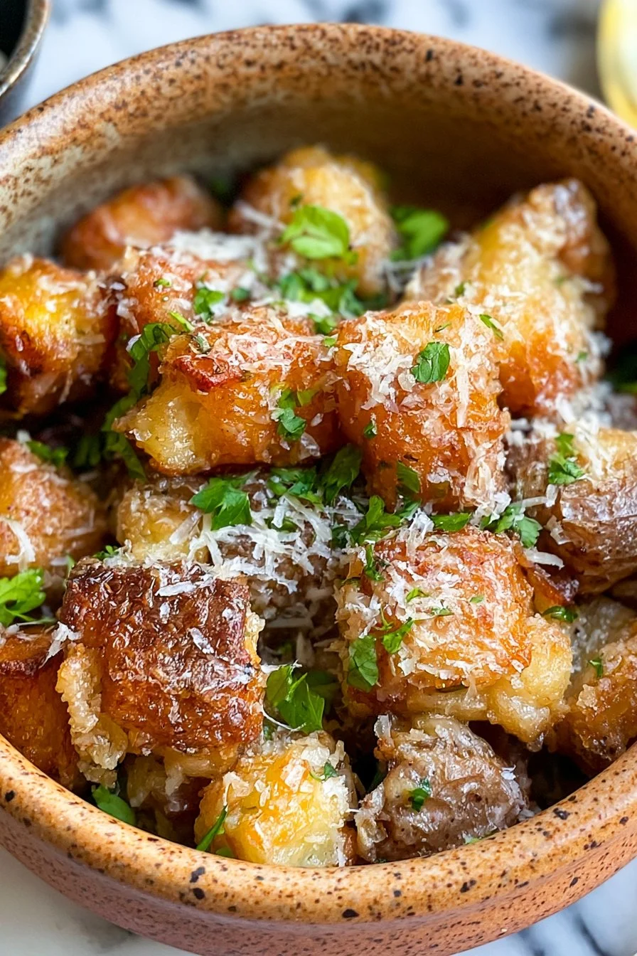 Slow Cooker Tater Tot Casserole with Green Beans prepared in a bowl